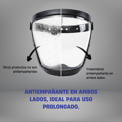 La visera protege el rostro contra el polvo fino y las partículas suspendidas en el aire.