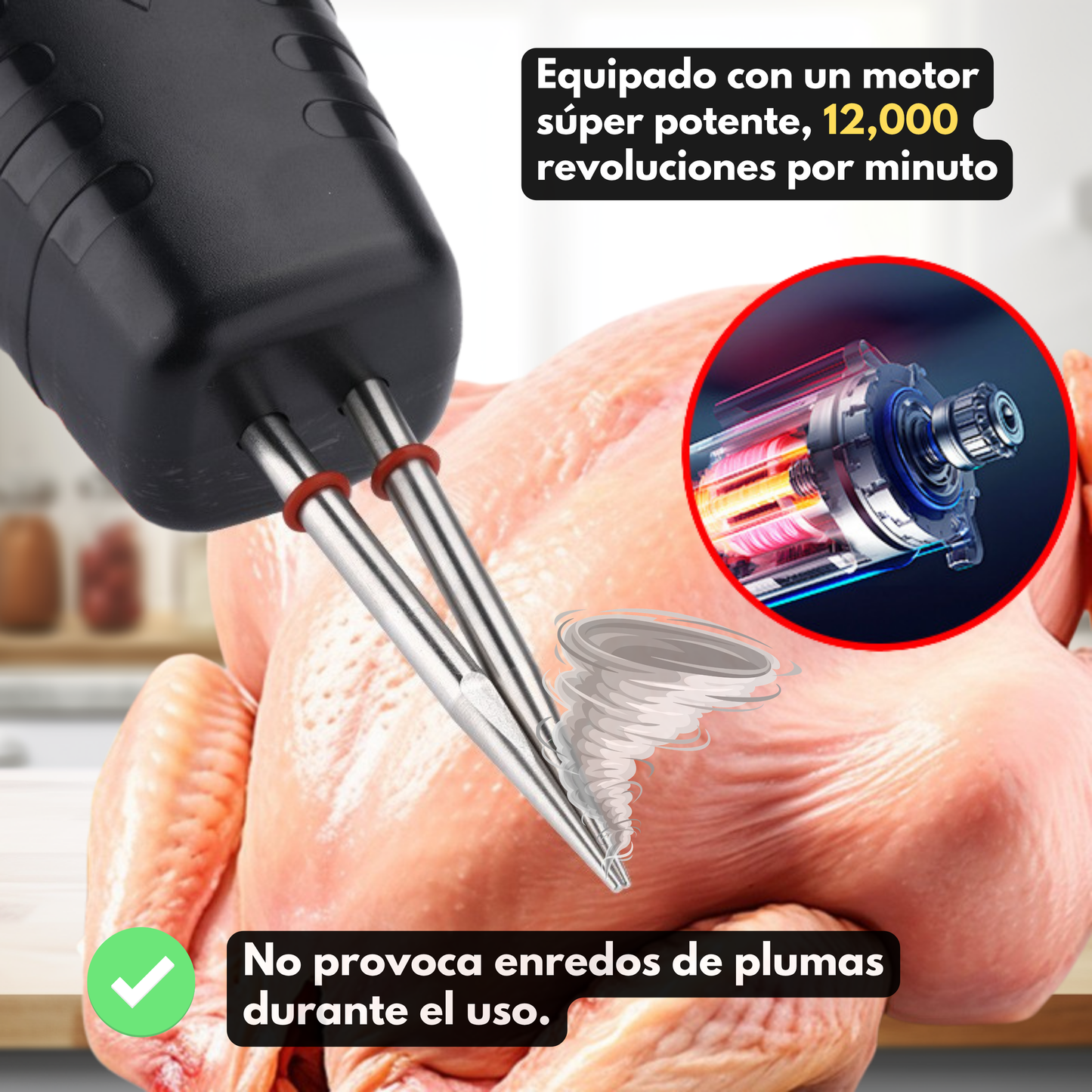 Desplumadora portátil para aves – elimina todas las plumas en pocos minutos