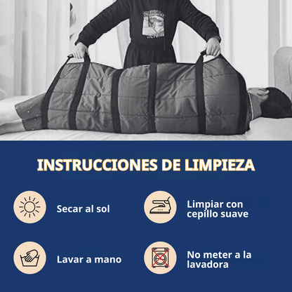 Alfombra de transferencia para pacientes con 6 asas reforzadas — uso médico y cuidado de personas mayores