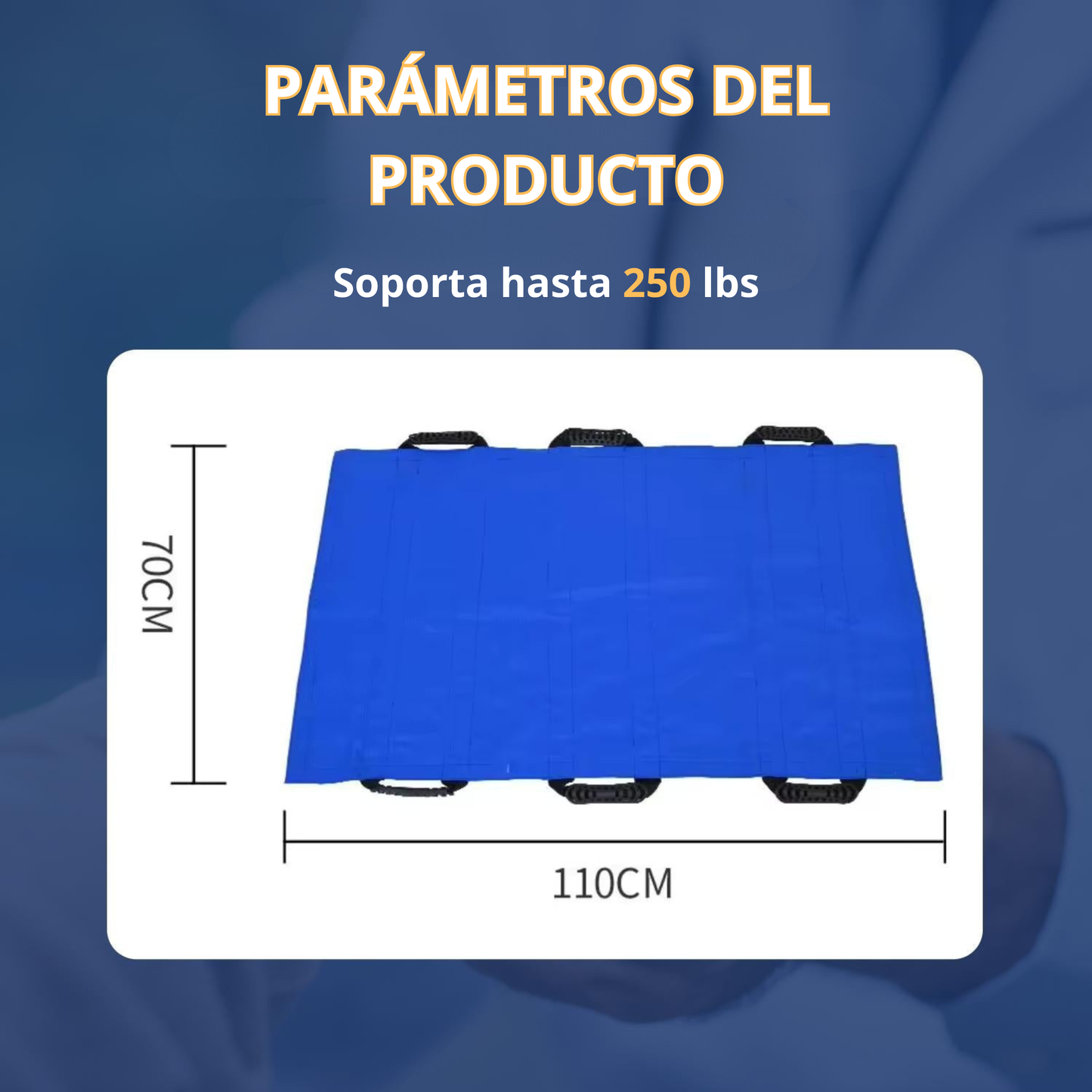 Alfombra de transferencia para pacientes con 6 asas reforzadas — uso médico y cuidado de personas mayores