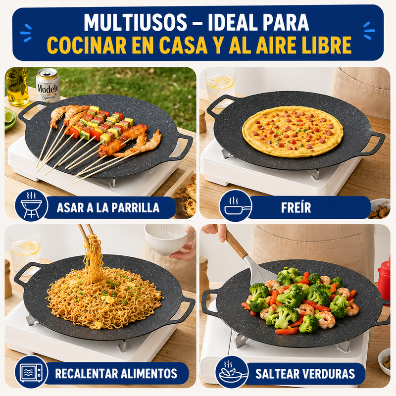Comal antiadherente multiusos de 6 capas, compatible con estufas de inducción