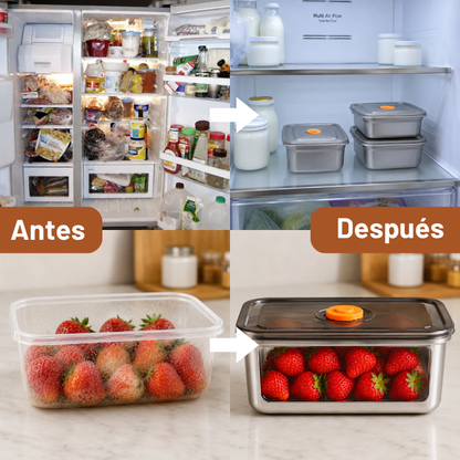 Recipiente para alimentos al vacío antibacteriano en acero inoxidable 316 (19x14x6 cm)