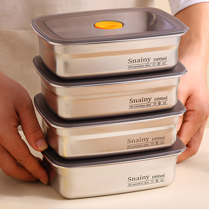 Recipiente hermético antibacteriano de acero inoxidable 316 (19 × 14 × 6 cm)
