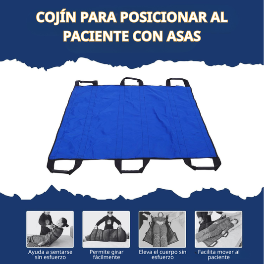 Alfombra de transferencia para pacientes con 6 asas reforzadas — uso médico y cuidado de personas mayores