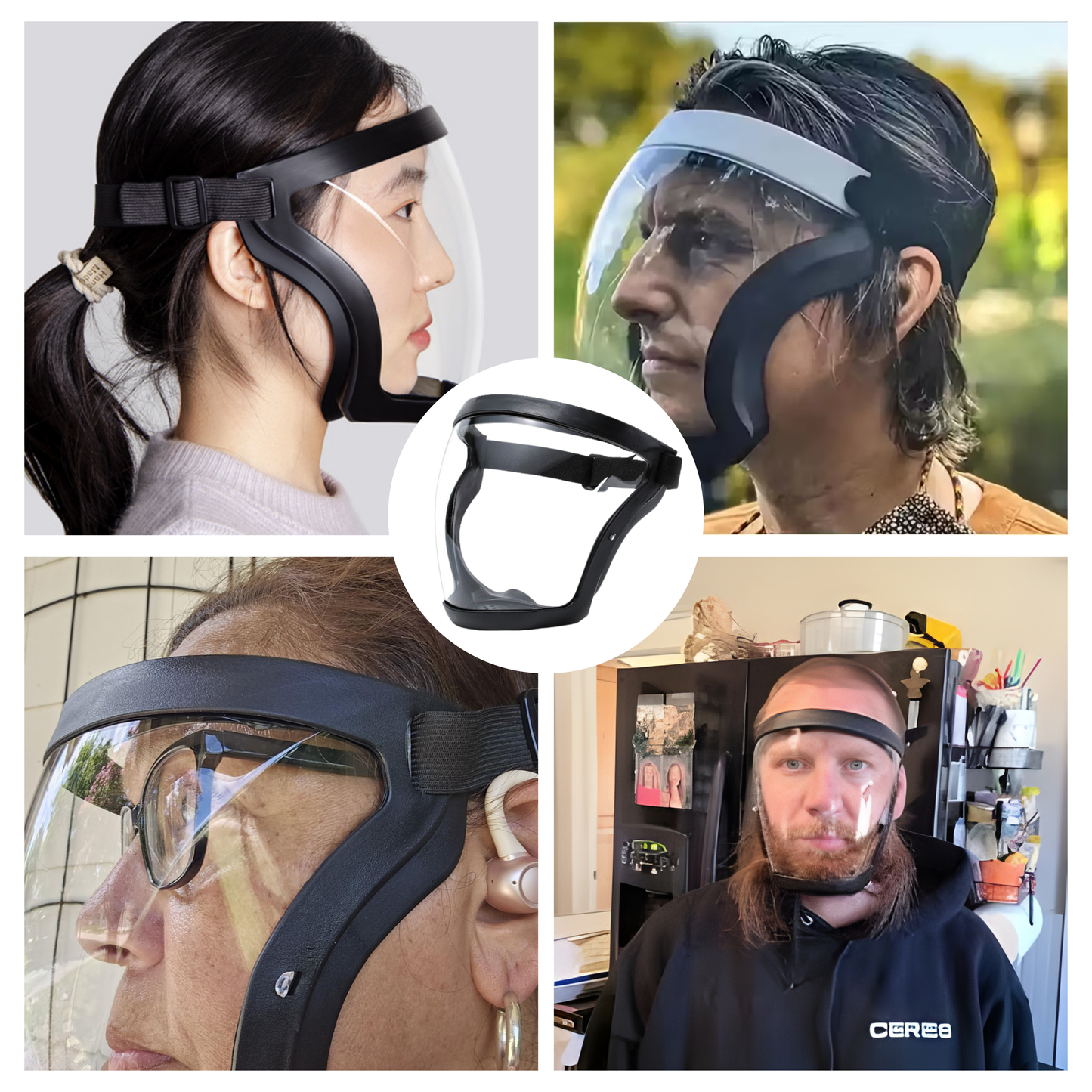 La visera protege el rostro contra el polvo fino y las partículas suspendidas en el aire.