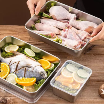 Contenedor de acero inoxidable 304 — refri sin malos olores y comida fresca toda la semana.