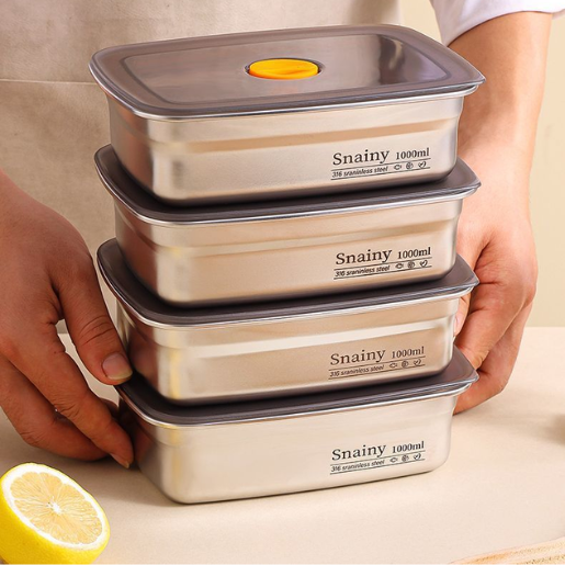 Recipiente Grande Para Alimentos Al Vacío De Acero Inoxidable Antibacteriano De 1000ml