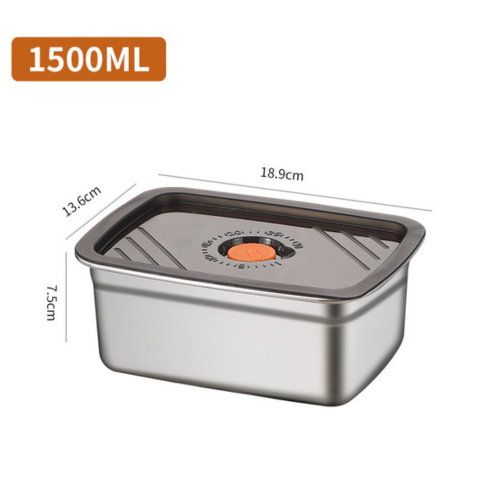 Recipiente antibacteriano al vacío para alimentos de acero inoxidable, 1500 ml – también apto para microondas.
