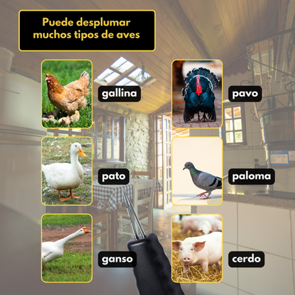 Desplumadora portátil para aves – elimina todas las plumas en pocos minutos