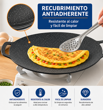 Comal antiadherente multiusos de 6 capas, compatible con estufas de inducción