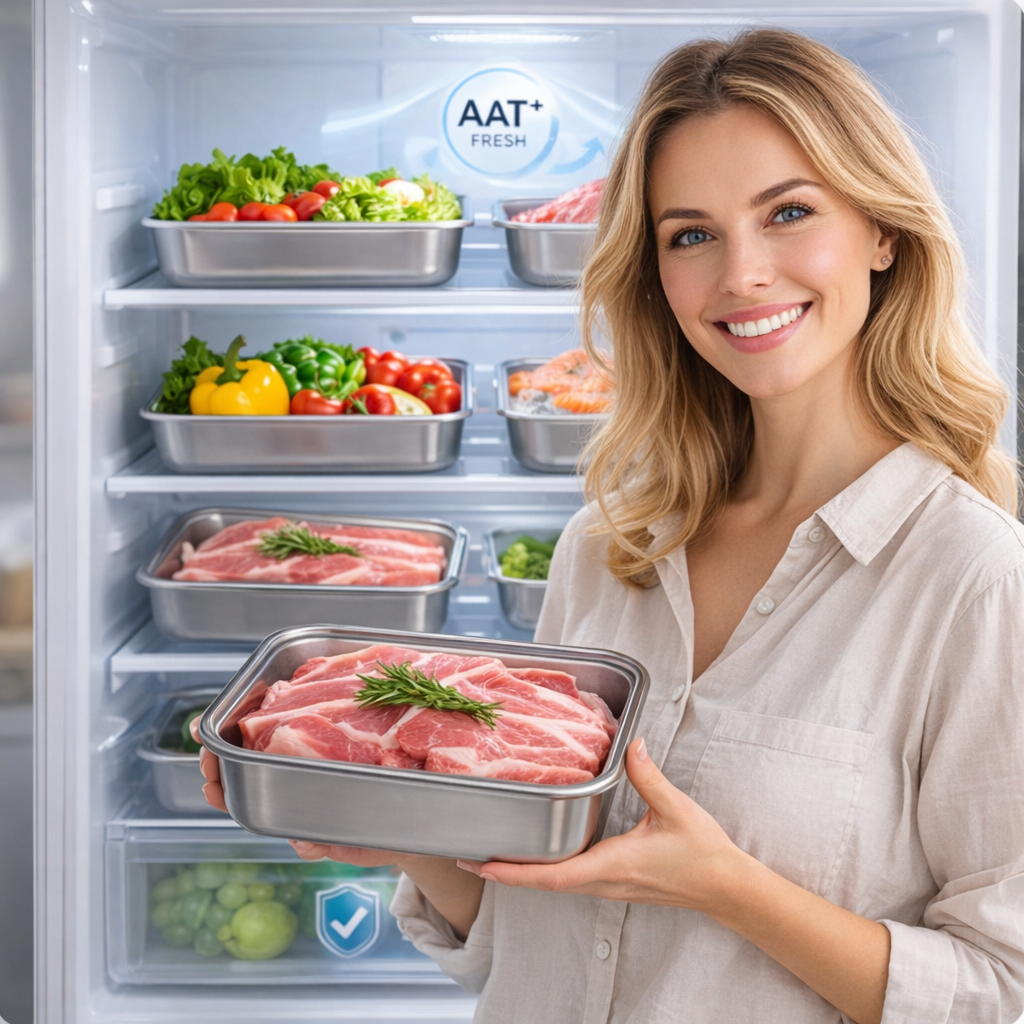 Recipiente de acero inoxidable 304 de 2500 ml – Una solución segura y práctica para conservar alimentos (25×20×6 cm)