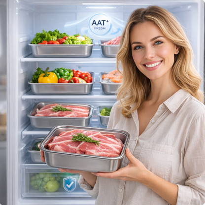 Recipiente de acero inoxidable 304 de 2500 ml – Una solución segura y práctica para conservar alimentos (25×20×6 cm)