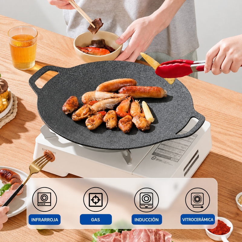 Comal antiadherente multiusos de 6 capas, compatible con estufas de inducción