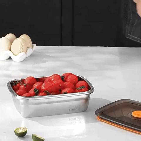 BestSeller™ - Recipiente de Alimentos al Vacío Antibacteriano de Acero Inoxidable 316 (19x14x6 cm)