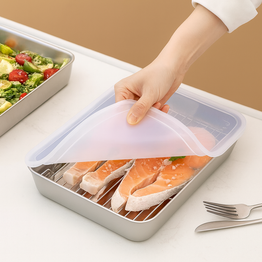 Contenedor de Alimentos de Acero Inoxidable 304 con Tapa Hermética – Frescura Más Duradera, Sin Olores ni Desperdicios