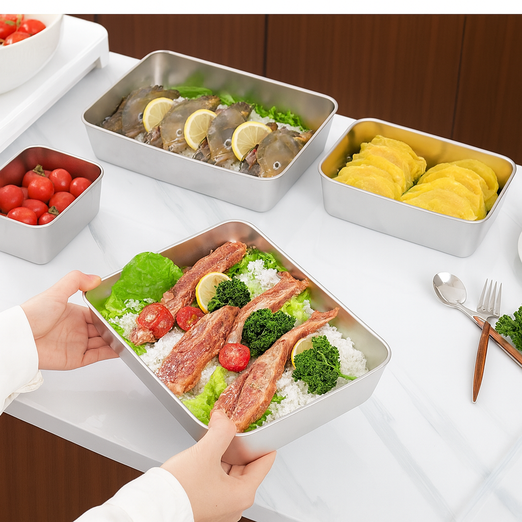 Contenedor de Alimentos de Acero Inoxidable 304 con Tapa Hermética – Frescura Más Duradera, Sin Olores ni Desperdicios