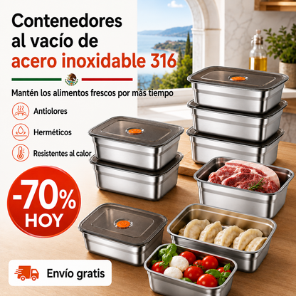 Recipiente Hermético de Acero Inoxidable 316 Premium – Sellado al Vacío, Antibacteriano y Seguro
