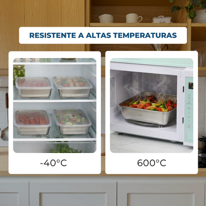 Recipientes inox SUS304 | Alimentos frescos por más tiempo (25×20×5 cm)