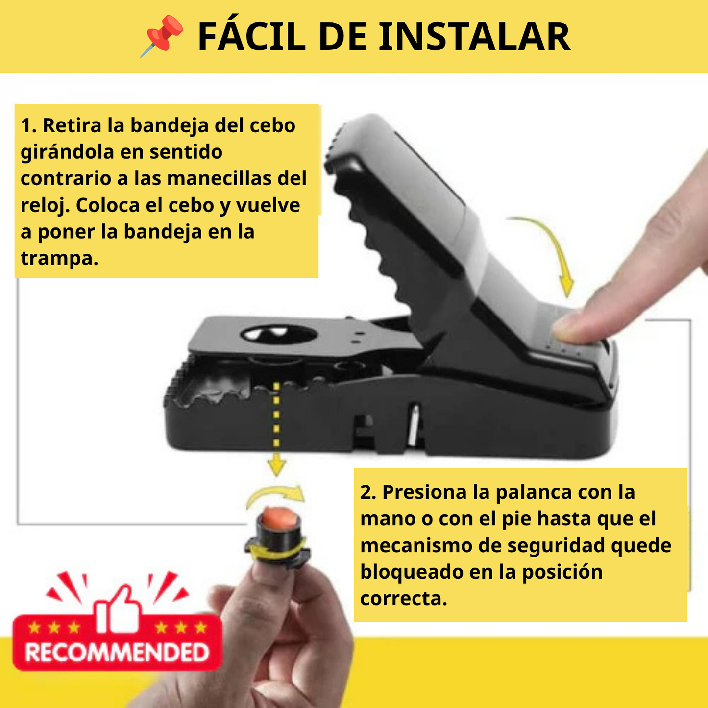 Trampa de resorte resistente y ultraduradera: la solución segura para eliminar los ratones de tu hogar.