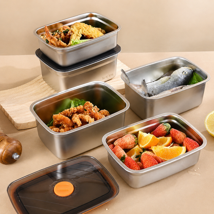 Recipiente para alimentos al vacío antibacteriano en acero inoxidable 316 (19x14x6 cm)