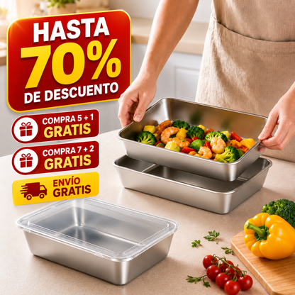 Bandeja de Acero Inoxidable 304 para Alimentos — Conserva y Cocina con Máxima Comodidad